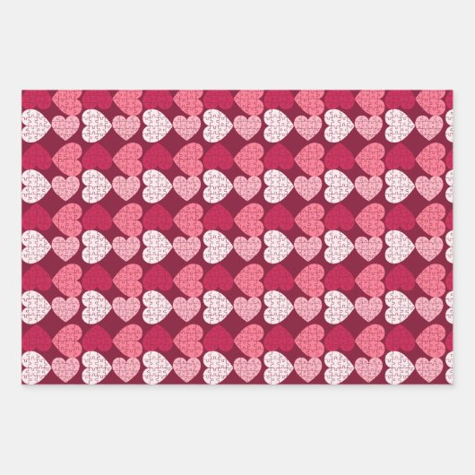 Pink Heart Shape Jigsaw Puzzle Geschenkpapier Set (Vorderseite)