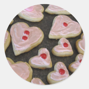 Pink Heart Shaped Cookies Runder Aufkleber