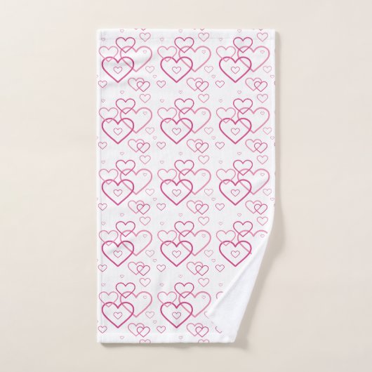 Pink Heart Shapes Pattern Badhandtuch Set (Handtuch)