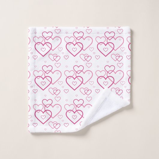 Pink Heart Shapes Pattern Badhandtuch Set (Waschlappen)