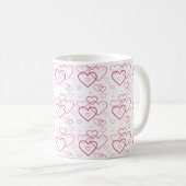 Pink Heart Shapes Pattern Kaffeetasse (VorderseiteRechts)