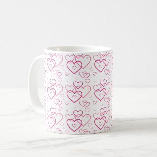 Pink Heart Shapes Pattern Kaffeetasse (Vorderseite Links)