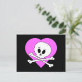 Pink Heart Skull Postkarte (Stehend Vorderseite)