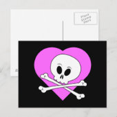 Pink Heart Skull Postkarte (Vorne/Hinten)