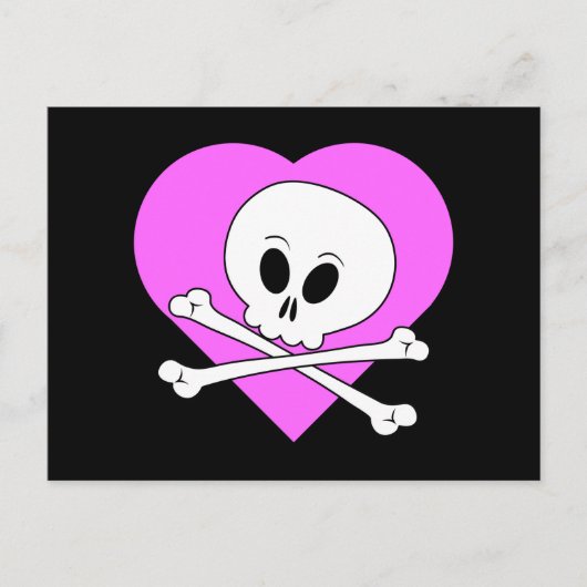 Pink Heart Skull Postkarte (Vorderseite)