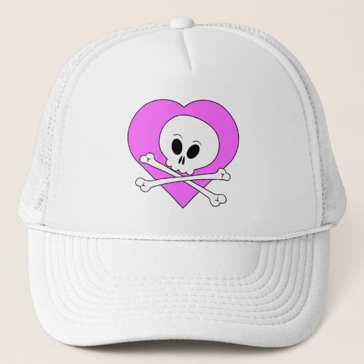 Pink Heart Skull Truckerkappe (Vorderseite)