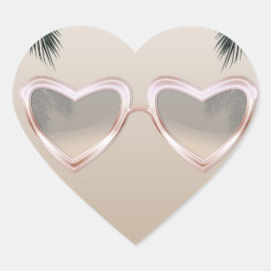Pink Heart Sonnenbrille Chic Sweet 16 Pool Party Herz-Aufkleber