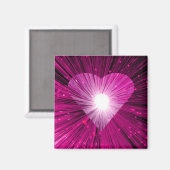 Pink Heart square fridge magnet (Vorderseite/Rückseite)