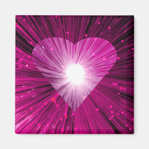 Pink Heart square fridge magnet