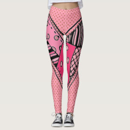 Pink Heart Stretch Pants - Junioren & Damen Größe Leggings