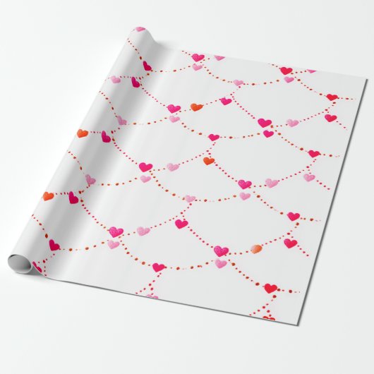 Pink Heart String Wrapping Paper | Valentine |Baby Geschenkpapier (Ungerollt)