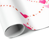 Pink Heart String Wrapping Paper | Valentine |Baby Geschenkpapier (Rolleneckpunkt)