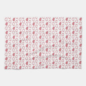 Pink Heart Sweet Valentine Illustration Muster Geschirrtuch (Horizontal)