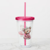 Pink Heart Teddy Bear Tumbler Illustration  Acryltrinkbecher (Vorderseite)