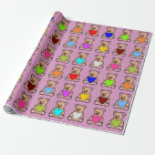 Pink Heart Teddy Bears Geschenkpapier (Ungerollt)