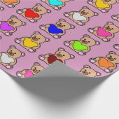 Pink Heart Teddy Bears Geschenkpapier (Ecke)