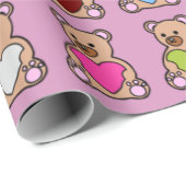 Pink Heart Teddy Bears Geschenkpapier (Rolleneckpunkt)