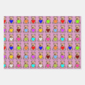 Pink Heart Teddy Bears Geschenkpapier Set (Vorderseite 2)