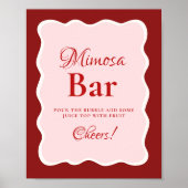 Pink Heart Valentine Bachelorette Mimosa Bar Sign Poster (Vorne)