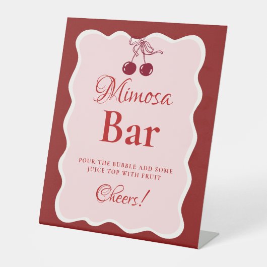 Pink Heart Valentine Bachelorette Mimosa Bar Sign Sockelschild (Vorderseite)