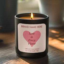 Pink Heart Valentine's Day Candle Labels  Quadratischer Aufkleber