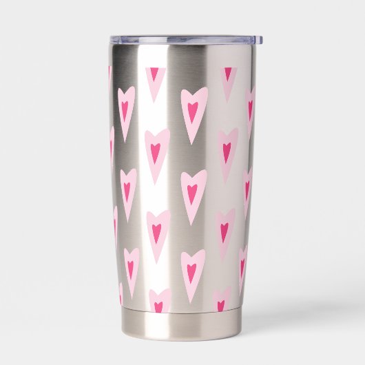 Pink Heart Valentines Water Bottle Thermobecher (Links)