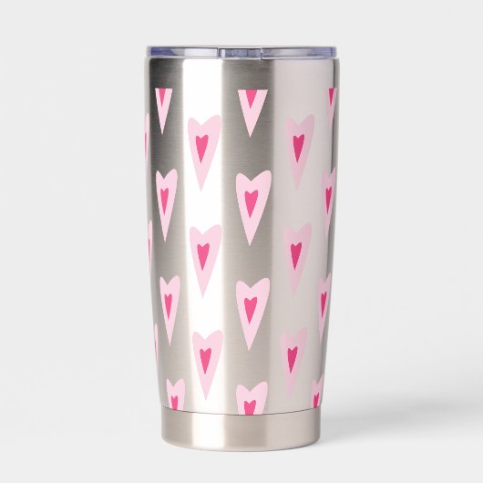 Pink Heart Valentines Water Bottle Thermobecher (Rückseite)
