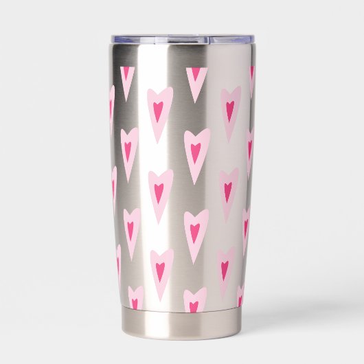 Pink Heart Valentines Water Bottle Thermobecher (Vorderseite)