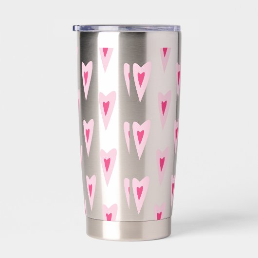 Pink Heart Valentines Water Bottle Thermobecher (Rechts)
