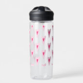 Pink Heart Valentines Water Bottle Trinkflasche (Vorderseite)
