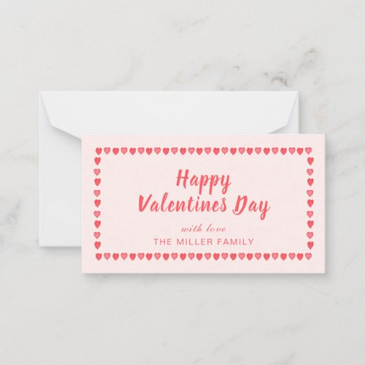 Pink heart Valentinstag Mini Mitteilungskarte (Vorderseite)