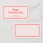 Pink heart Valentinstag Mini Mitteilungskarte (Vorne/Hinten)