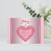 Pink Heart Vielen Dank Karten (Stehend Vorderseite)