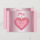 Pink Heart Vielen Dank Karten (Vorne/Hinten)