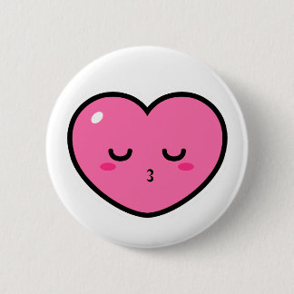 Pink Heart Waiting For a Kiss Button