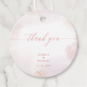 Pink Heart & Watercolor Wedding Danke Foto Geschenkanhänger (Vorderseite)