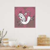 Pink Heart White Kitty Print Poster (Küche)