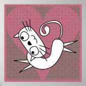 Pink Heart White Kitty Print Poster (Vorne)