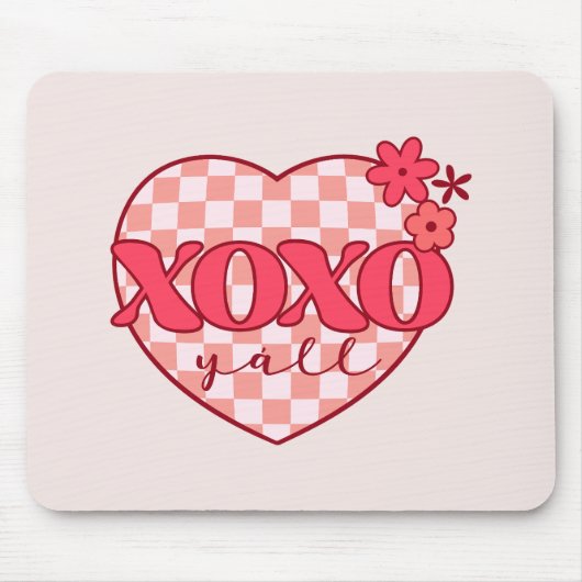 Pink Heart Xoxo Hugs und Kisses Mousepad (Vorne)