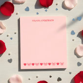 Pink Hearts and Bows Valentines Day Personalized  Notizblock
