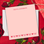 Pink Hearts and Bows Valentines Day Personalized  Notizblock