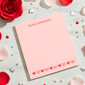 Pink Hearts and Bows Valentines Day Personalized  Notizblock
