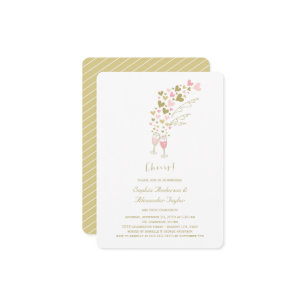 Pink Hearts and Champagner Chevet Party Einladung