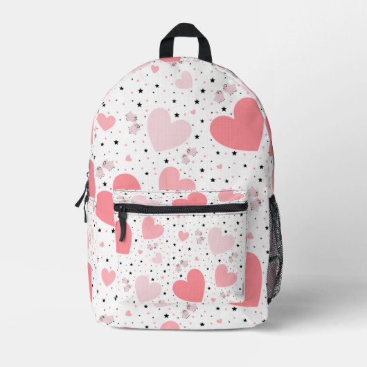 Pink hearts and piggy bedruckter rucksack (Vorderseite)