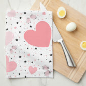 Pink hearts and piggy geschirrtuch (Viertel Falte)