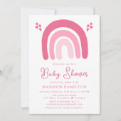 Pink Hearts and Rainbows Baby Shower Einladung (Vorderseite)