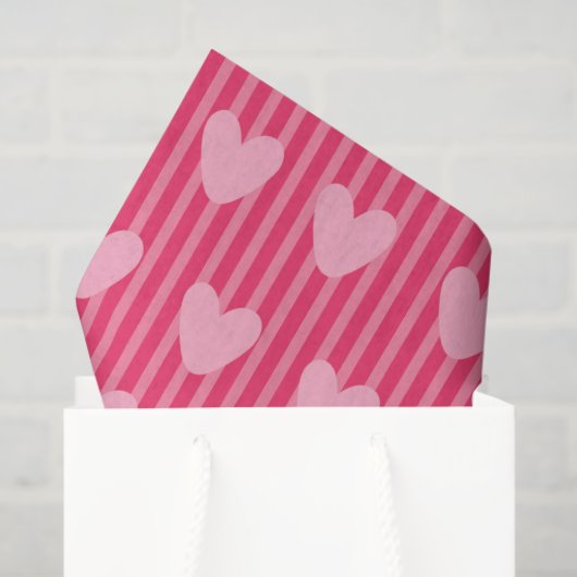 Pink Hearts and Stripes Valentine Pattern Seidenpapier (Geschenk Tasche)