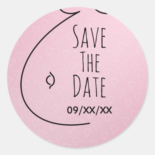 Pink Hearts Baby Bump Babydusche Save the Date Runder Aufkleber (Vorderseite)