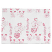 Pink Hearts Baby Dusche Große Geschenktüte (Rückseite)