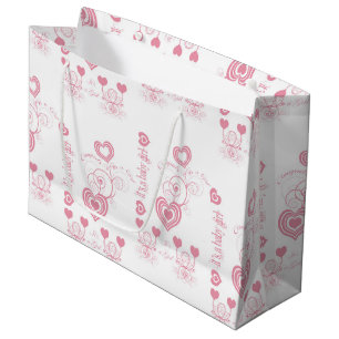Pink Hearts Baby Dusche Große Geschenktüte